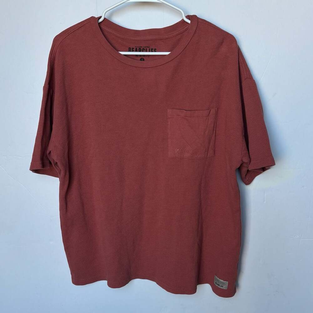 Bearcliff Men's Waffle Knit Pocket T-Shirt Red Size S
